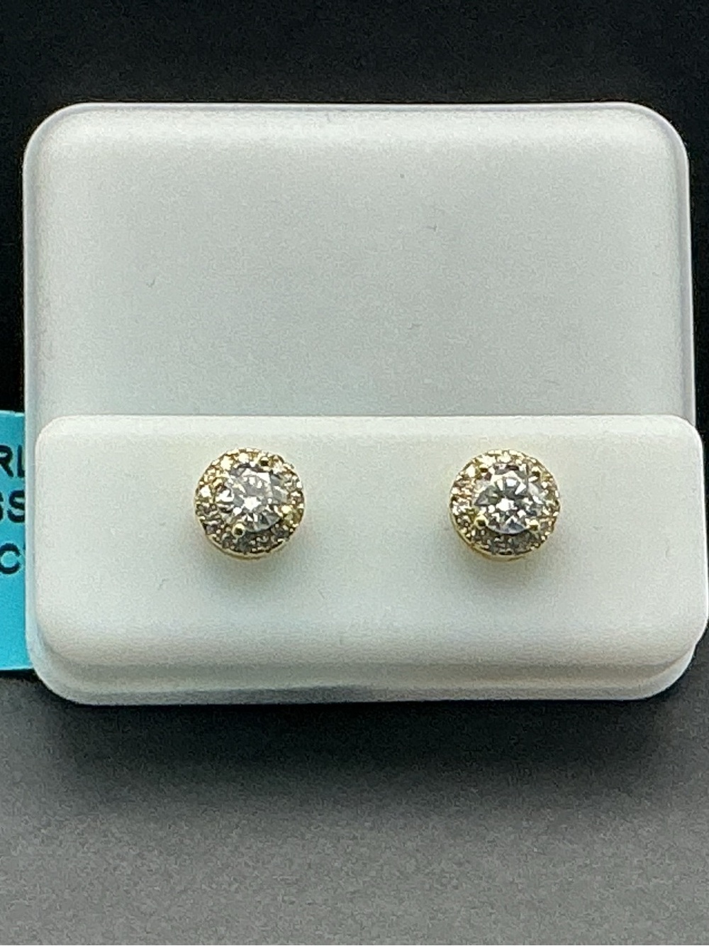 Moissanite Halo Stud Earrings 14K Gold Over Sterling Silver 0.59 CTW NWT